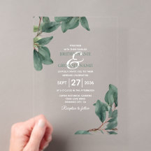 Boda Transparente Claro Verde Eucalipto