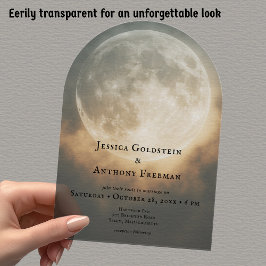Invitaciones Acrílicas Boda Transparente de Arco de Luna Llena Oscura Gót