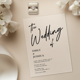 Invitaciones Acrílicas Boda Transparente de Escritura Moderna Simple