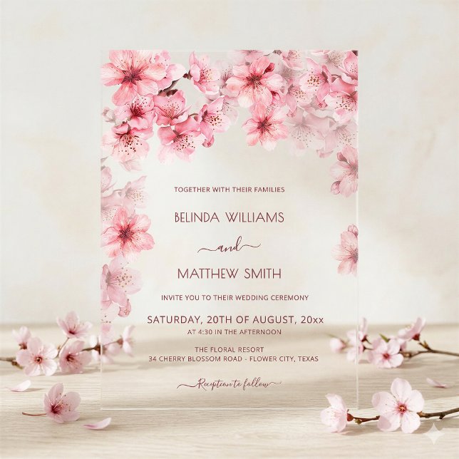 Invitaciones Acrílicas Boda Transparente de Flor de Cerezo (Subido por el creador)