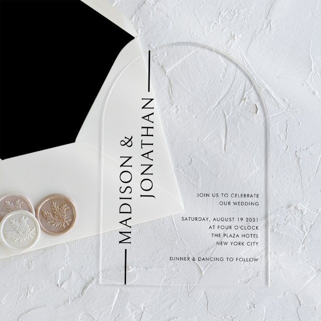 Invitaciones Acrílicas Boda transparente elegante moderno con nombres api (Subido por el creador)