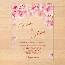 Invitaciones Acrílicas Boda Transparente Flor de Cerezo