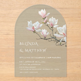 Invitaciones Acrílicas Boda Transparente Verde Salvia Magnolia Arte