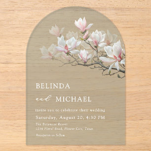 Invitaciones Acrílicas Boda Transparente Verde Salvia Magnolia Arte Refin