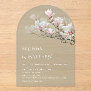 Invitaciones Acrílicas Boda Transparente Verde Salvia Magnolia Arte Refin
