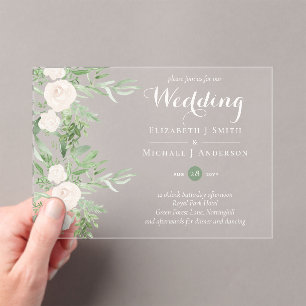 Invitaciones Acrílicas BODA transparente y acrílico PRESUPUESTO Flores de