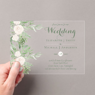 Invitaciones Acrílicas BODA transparente y acrílico PRESUPUESTO Flores de