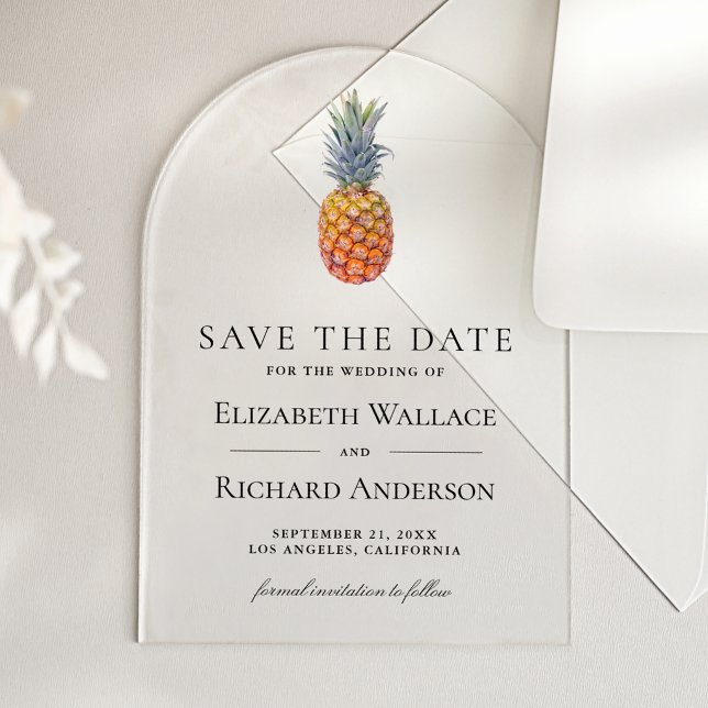 Invitaciones Acrílicas Boda Tropical de Piña Guardar la Fecha (Subido por el creador)