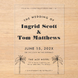 Invitaciones Acrílicas Boda Tropical minimalista