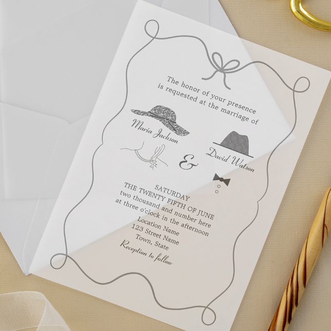Invitaciones Acrílicas Boda Única Dibujada a Mano (Subido por el creador)