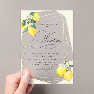 Invitaciones Acrílicas Boda veraniego de Cítricos Rústicos del Limón Boho