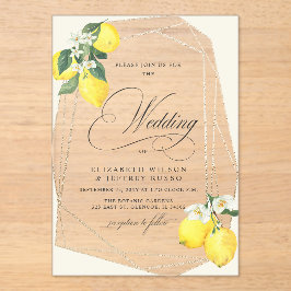 Invitaciones Acrílicas Boda veraniego de Cítricos Rústicos del Limón Boho