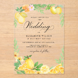 Invitaciones Acrílicas Boda veraniego de Cítricos Rústicos del Limón Boho