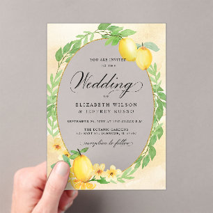Invitaciones Acrílicas Boda veraniego de Cítricos Rústicos del Limón Boho