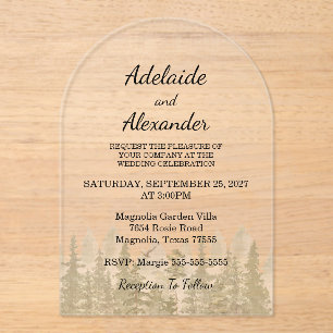 Invitaciones Acrílicas Boda Verde Bosque Rústico