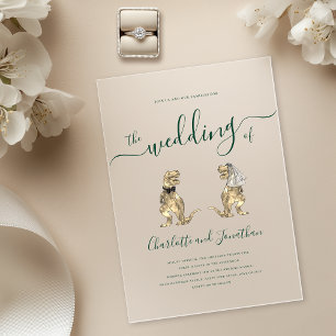 Invitaciones Acrílicas Boda Verde con Tema de Dinosaurios