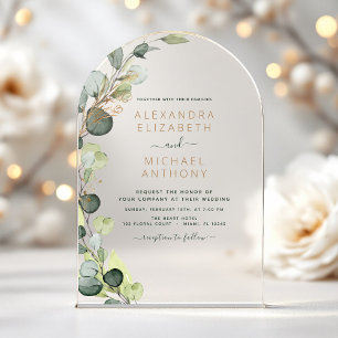 Invitaciones Acrílicas Boda verde esmeralda Eucalyptus Greenery Elegante