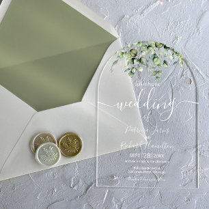 Invitaciones Acrílicas Boda Verde Eucalipto