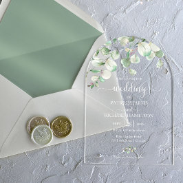 Invitaciones Acrílicas Boda Verde Eucalipto