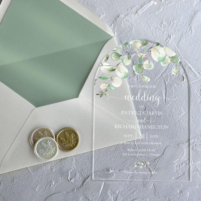 Invitaciones Acrílicas Boda Verde Eucalipto (Subido por el creador)