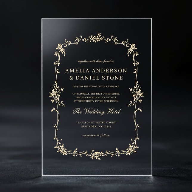 Invitaciones Acrílicas Boda victoriana de oro francés (Subido por el creador)
