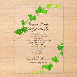 Invitaciones Acrílicas Boda Vine Inglés Verde