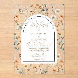 Invitaciones Acrílicas Boda vintage con flores silvestres
