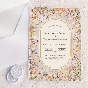 Invitaciones Acrílicas Boda Vintage Rústica de Otoño Beige
