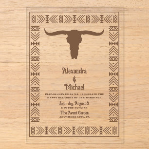 Invitaciones Acrílicas Boda Western de Rancho Country del Suroeste