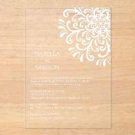 Invitaciones Acrílicas Boda Whimsical White Flourish