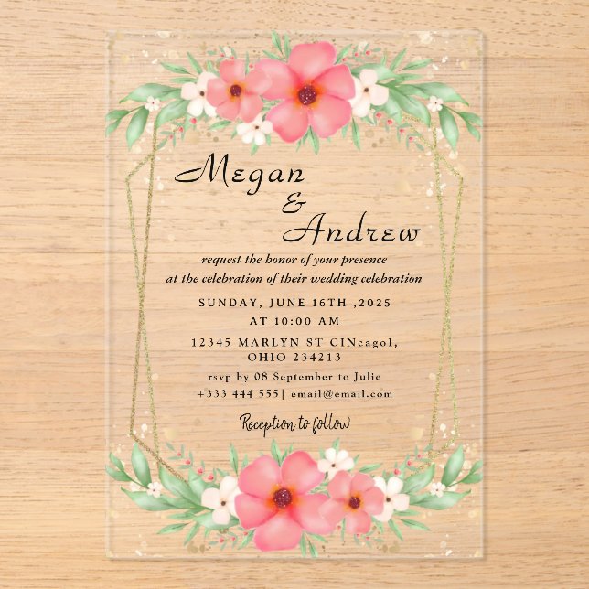 Invitaciones acrílicas bodas (Anverso)