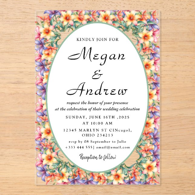 Invitaciones acrílicas bodas (Anverso)