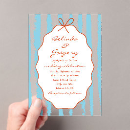Invitaciones Acrílicas Bodas caprichosas con rayas manuscritas pintadas