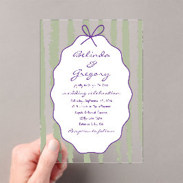 Invitaciones Acrílicas Bodas caprichosas con rayas manuscritas pintadas