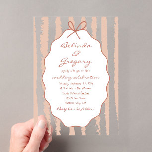 Invitaciones Acrílicas Bodas caprichosas con rayas manuscritas pintadas 