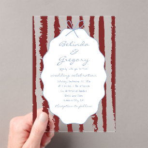 Invitaciones Acrílicas Bodas caprichosas con rayas manuscritas pintadas