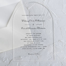 Invitaciones Acrílicas Bodas clásicas formales en negro y blanco con letr