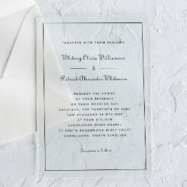 Invitaciones Acrílicas Bodas clásicas formales negro blanco escritura ele