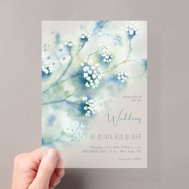 Invitaciones Acrílicas Bodas de Flores Blancas Pequeñas (Insitu (portátil))