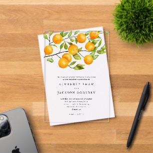 Invitaciones Acrílicas Bodas de verano de jardín de naranjas