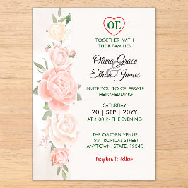 Invitaciones Acrílicas Bodas Florales de Rosas Hermosas