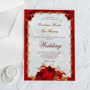 Invitaciones Acrílicas Bodas Formales de Rosas de Monograma Elegantes de 