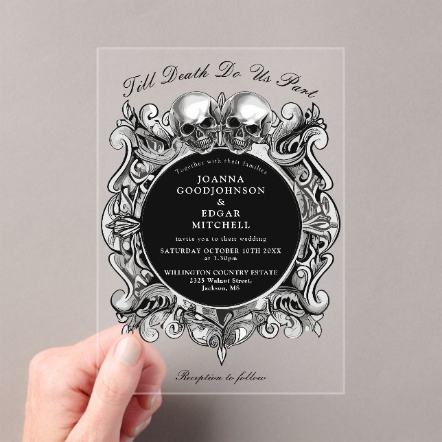 Invitaciones Acrílicas Bodas Góticas de Calaveras Hasta la Muerte (Insitu (portátil))