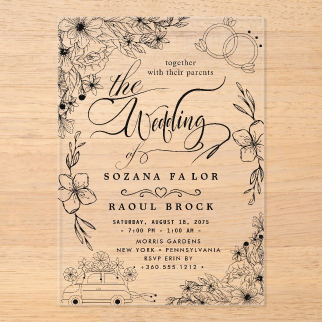 Invitaciones acrílicas Bodas modernas (Anverso)