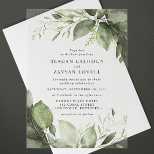 Invitaciones Acrílicas Bodas Modernas con Hojas de Eucalipto Elegantes