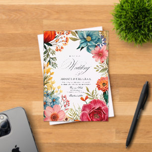 Invitaciones Acrílicas Bodas Transparentes Fiesta Mexicana Flores Vibrant