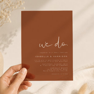 Invitaciones Acrílicas Bohemio Moderno Minimalista Naranja Quemado con Es
