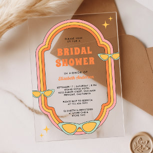 Invitaciones Acrílicas Boho 70s Retro Colorido Groovy Marco Despedida de 
