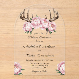 Invitaciones Acrílicas Boho Antler con la celebración del Boda de los peo