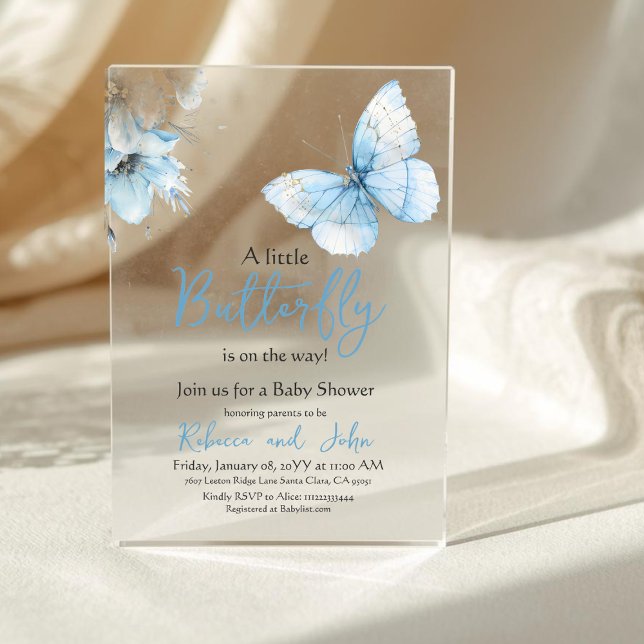 Invitaciones Acrílicas Boho Butterfly Wildflower Floral Boy Baby Shower (Subido por el creador)